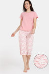 Zivame Pet Puzzle Knit Cotton Capri Set - Powder Pink — thumbnail 1